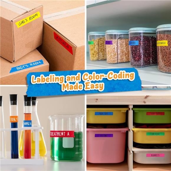 Colored Masking Tape –6 Color Masking Tape Rolls –990 Feet x1 Inch Painters Tape - Picture 4 of 8